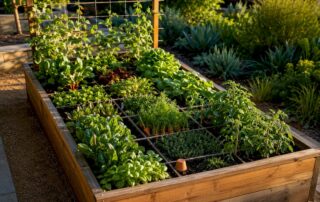 Four-by-eight raised bed divided into planting squares