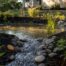Rain garden basin with inlet and overflow