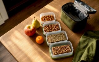 Healthy snacks packed for air travel
