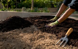 Compost spread over compacted clay soil