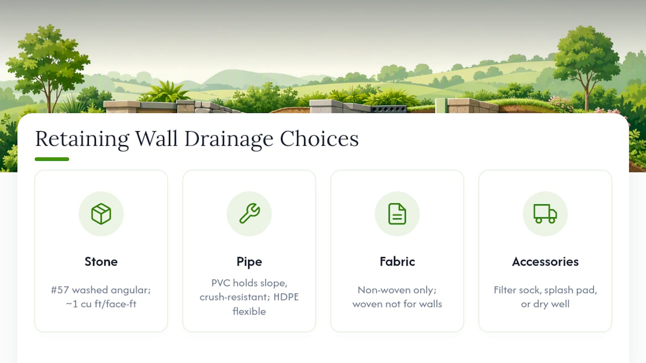 What Materials Should You Choose for Retaining Wall Drainage? — overview diagram