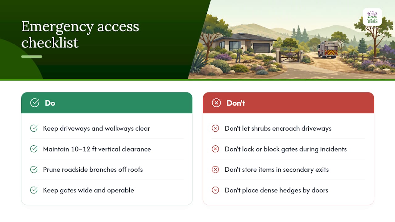 Emergency driveway access and clearance diagram