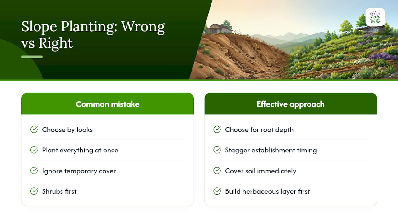 What Homeowners Get Wrong About Slope Planting — overview diagram