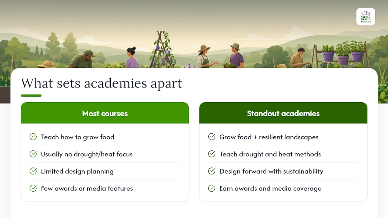 Why some edible garden academies stand out — overview diagram