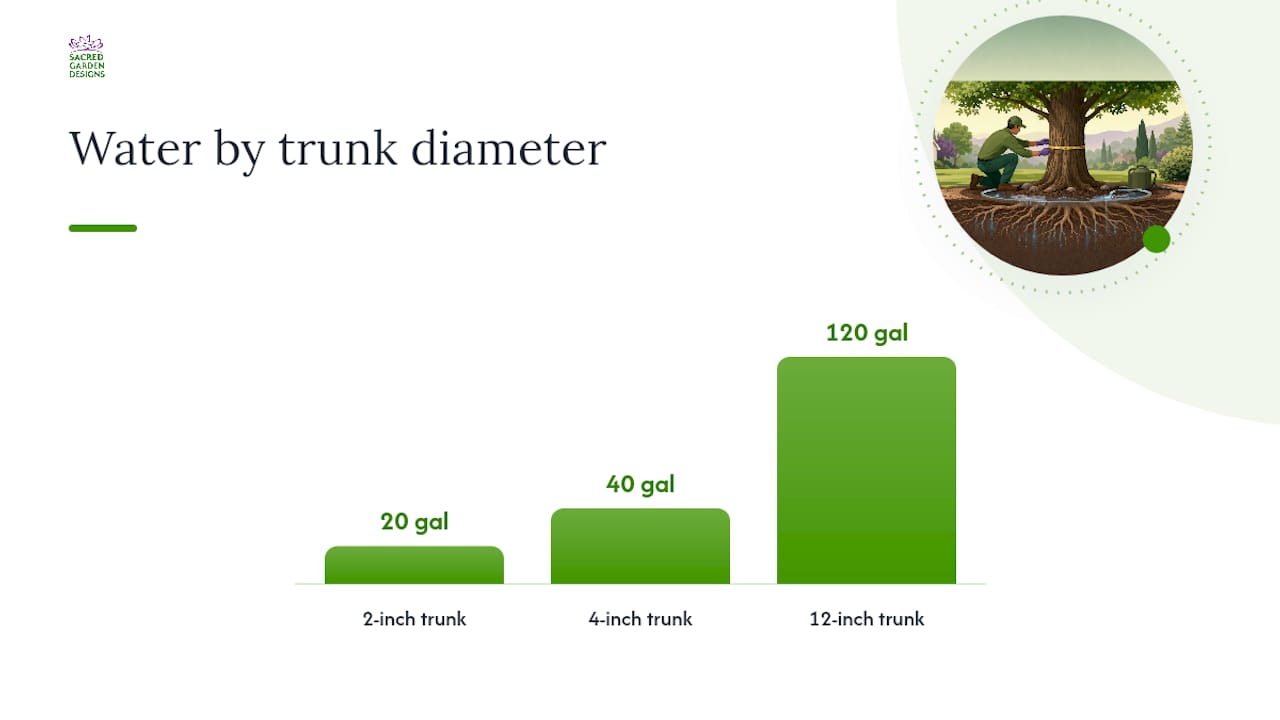 Water volumes calculated by trunk diameter