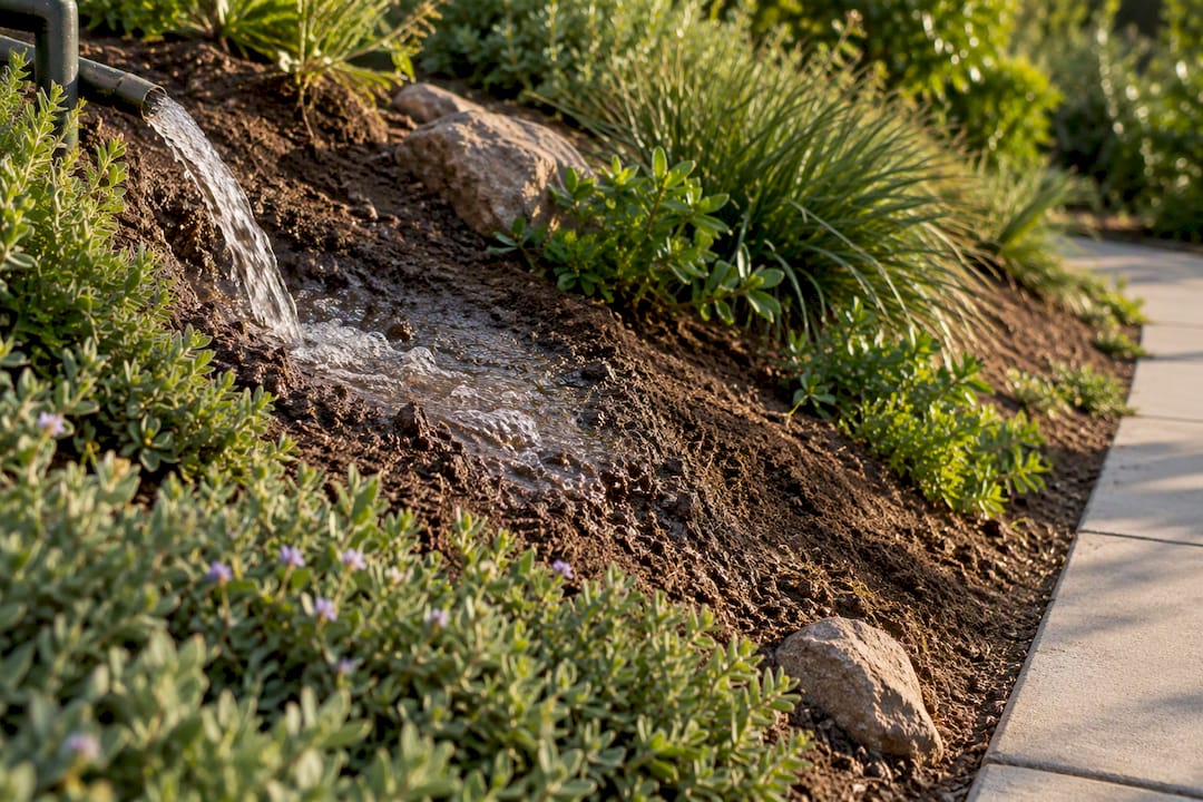 Soak cycle watering a planted clay slope