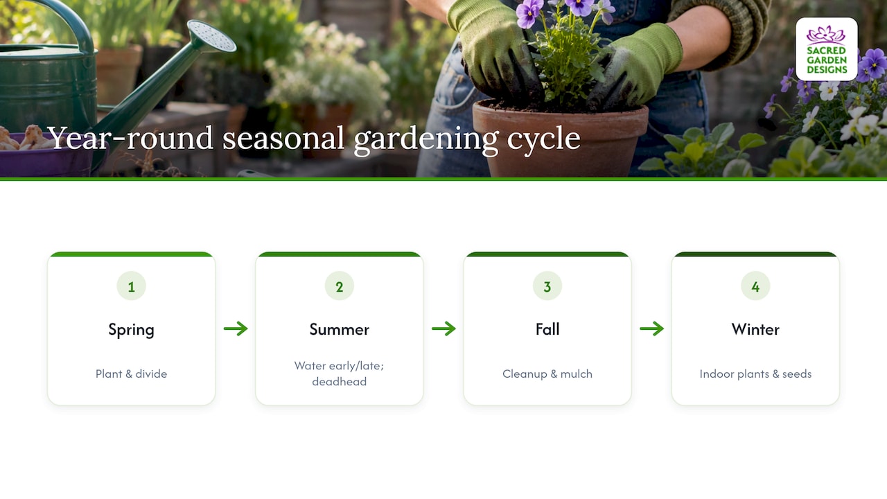 Four-season gardening routine cycle
