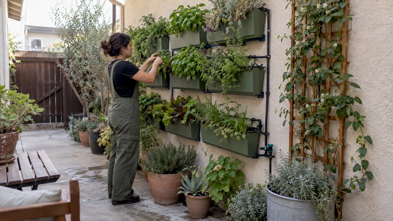 Water-wise vertical wall garden