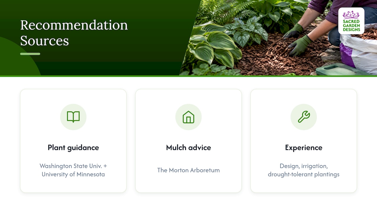 Sources informing plant care and mulch recommendations